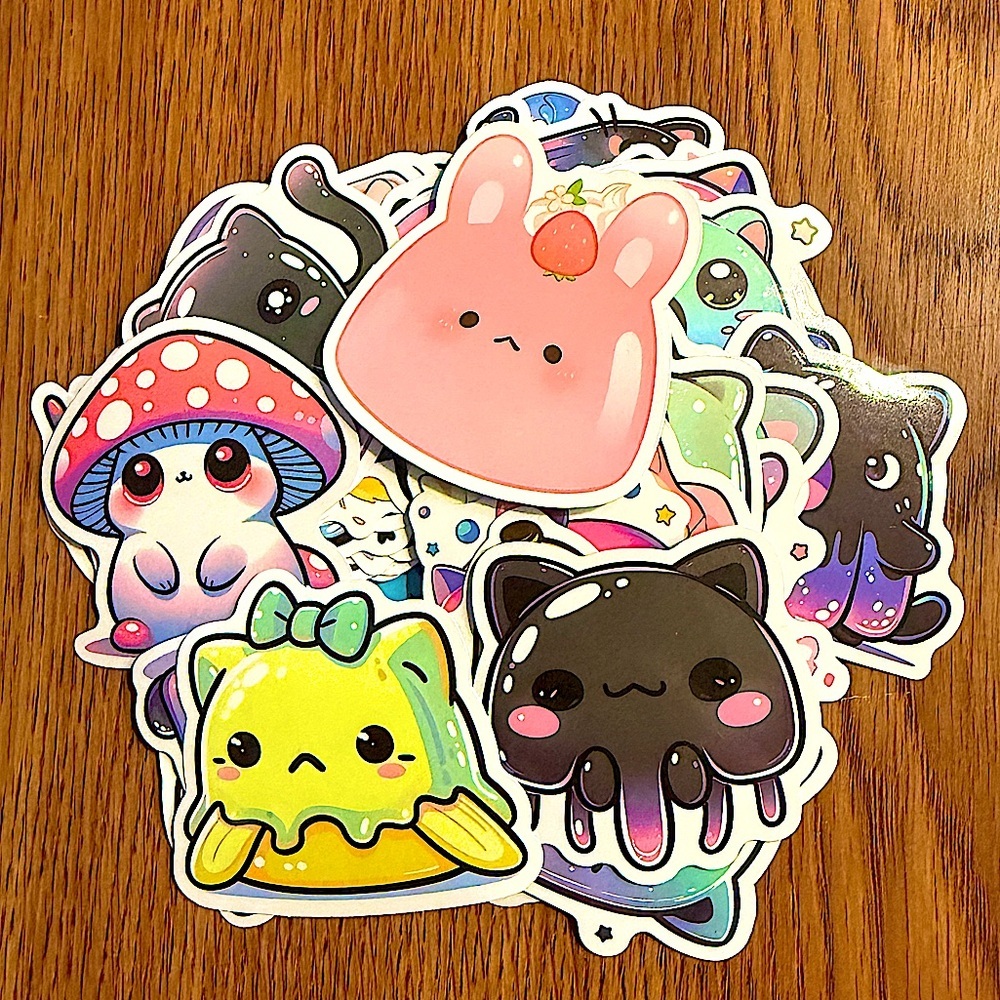 50pcs Cute Multicolored JellyCat Sticker Pack Vinyl Stickers for Bottles & items